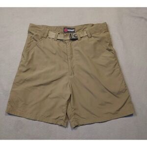 SCOTTeVEST Shorts Men's 34 Khaki TEC Belted Cargo Pockets Outdoors Nylon Stretch